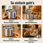 Automatischer Haustierwasserbrunnen – Edelstahl
