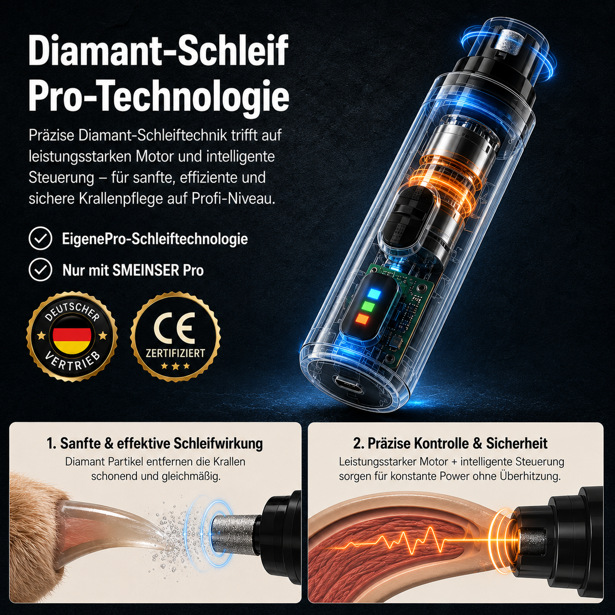 Silent Groom Pro Nagelschleifer – Leiser Hundenagelschleifer, USB-aufladbar