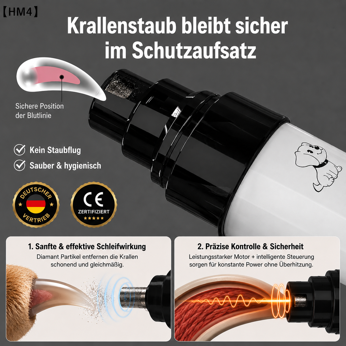 Silent Groom Pro Nagelschleifer – Leiser Hundenagelschleifer, USB-aufladbar