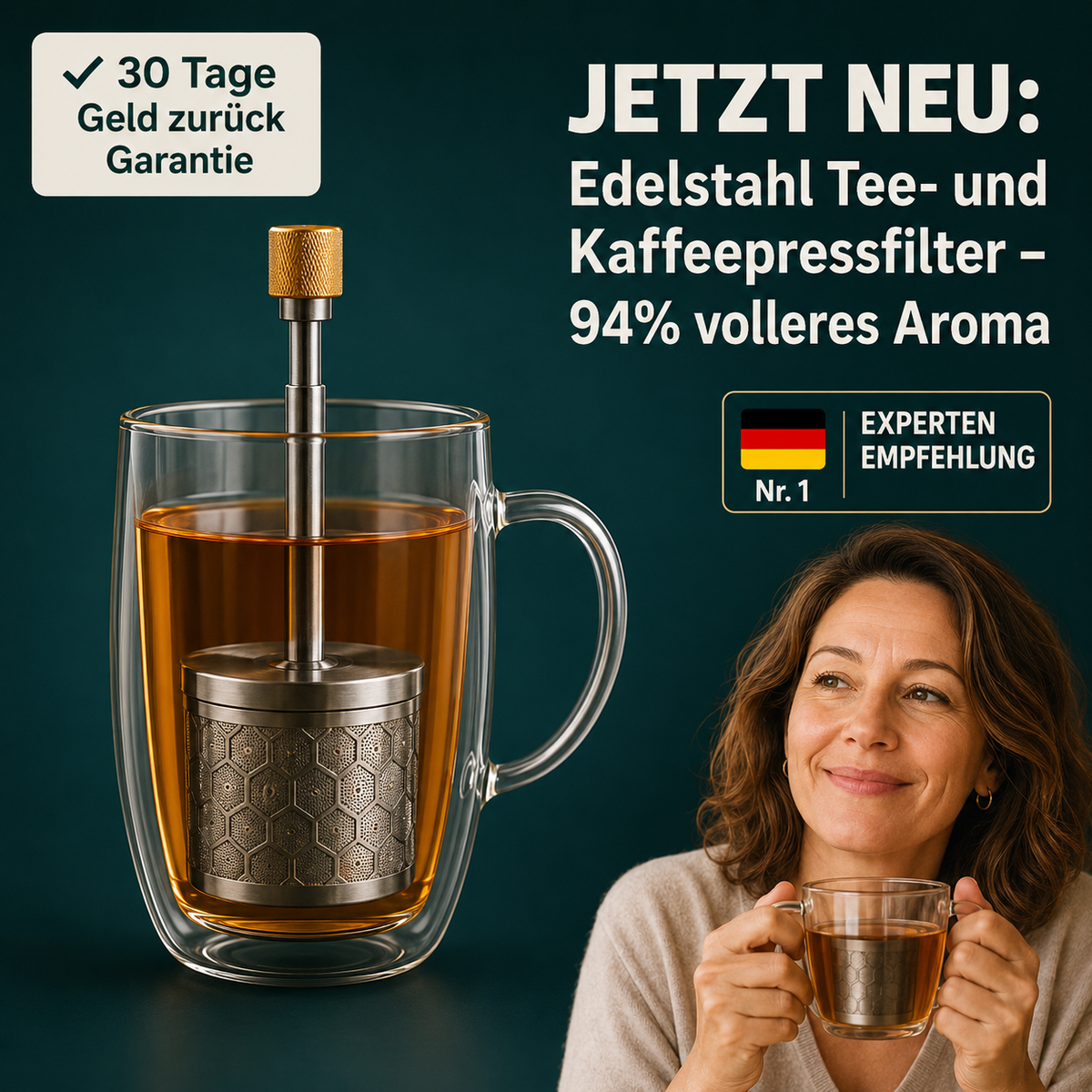 Edelstahl Tee- und Kaffeepressfilter - perfekter Genuss ohne Rückstände überall einsetzbar